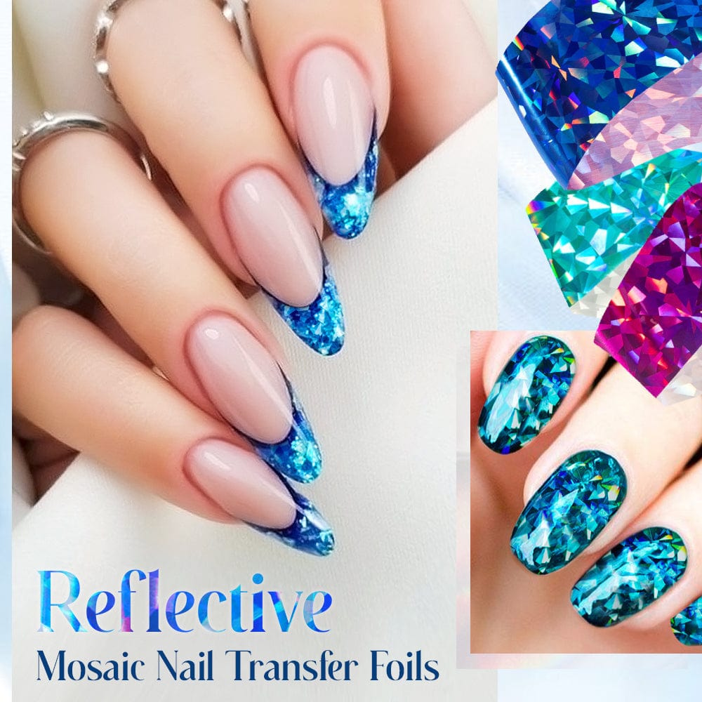 Oh Saucy Reflective Mosaic Nail Art Transfer Foils (Set of 12)