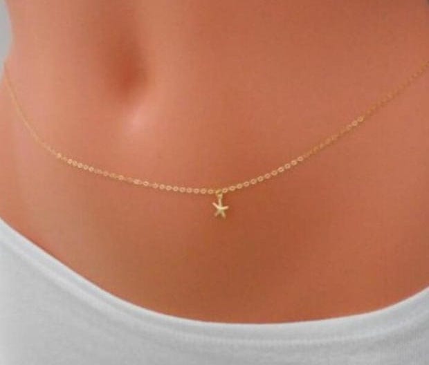 Oh Saucy Body Jewellery YLBC131A Gold Rhinestone Belly Chains ~  Body Bling Accessories