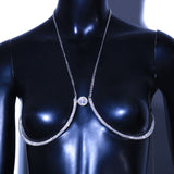 OhSaucy jewelery Rhinestone U-Shaped Chest Chain Beach Bikini