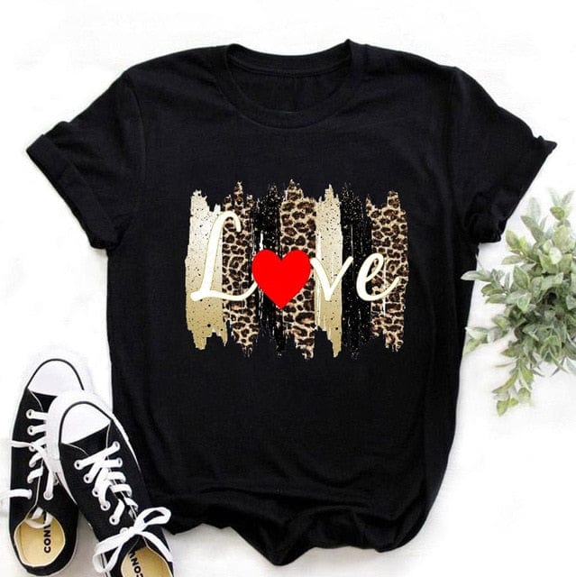 ZOGANKIN Summer Fashion Shirt Lips Leopard Graphic T Shirt Women Tops Base O-neckBlack Tees Kiss Leopard Lip Funny Girls Tshirt - OhSaucy