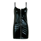 Sexy Night Out Erotic Dress Faux Leather Female Zip Club Wear Party Apparel Fetish Bondage Costumes - OhSaucy