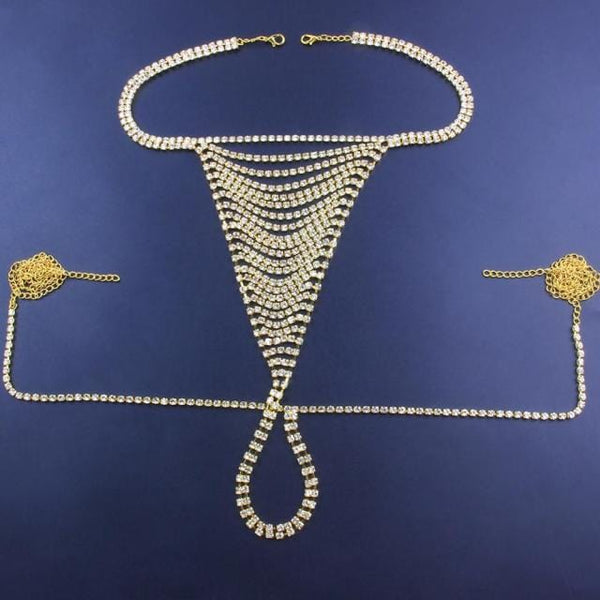Sexy Chain Body Jewelry Stone Crystal Bikini Gstring Thong for Women Bling Rhinestone Panty underwear Jewelry Belly Waist Chain - OhSaucy