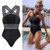 Sexy Striped Cotton High Waist Bodysuit Available in Black or Red - OhSaucy