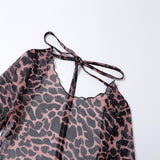 OhSaucy Apparel & Accessories Sheer Leopard Print Backless Mini Dress