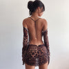 OhSaucy Apparel & Accessories Leopard / S Sheer Leopard Print Backless Mini Dress