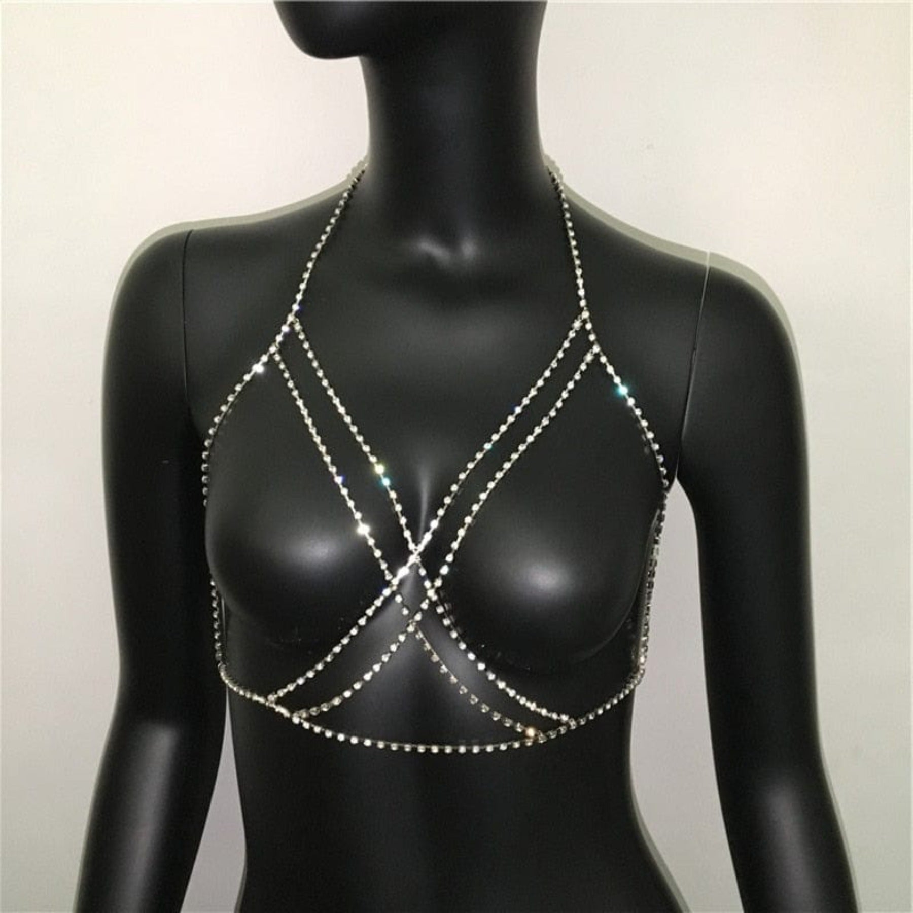 OhSaucy Shiny Rhinestones Chest Cross Body Chain