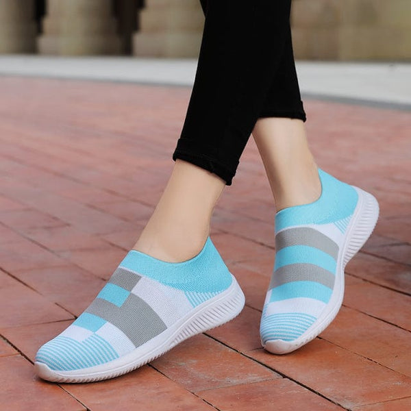 Oh Saucy 1950GrayBlue / 42 Sneakers Women Walking Shoes Woman Lightweight Loafers Tennis Casual Ladies Fashion Slip on Sock Vulcanized Shoes Plus Size 2021