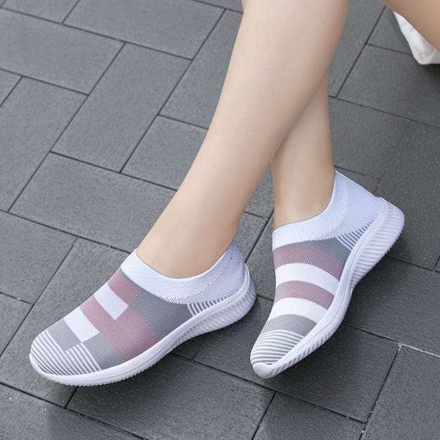 Oh Saucy 1950GrayWhite / 42 Sneakers Women Walking Shoes Woman Lightweight Loafers Tennis Casual Ladies Fashion Slip on Sock Vulcanized Shoes Plus Size 2021