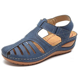 Oh Saucy Shoes Blue / 5.5 SOFT PU LEATHER CLOSED TOE VINTAGE ANTI-SLIP SANDALS