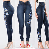 Oh Saucy Apparel & Accessories Stretch Embroidered Jeans For Women Flower Design