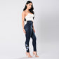 Oh Saucy Apparel & Accessories Stretch Embroidered Jeans For Women Flower Design