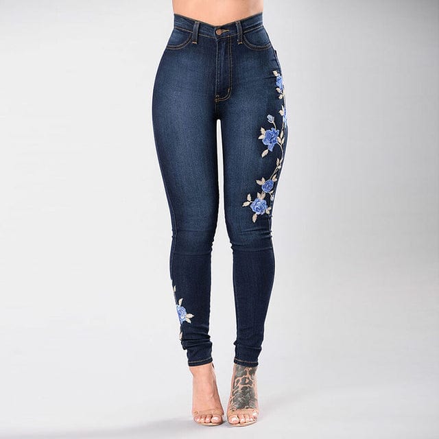 Oh Saucy Apparel & Accessories as pics / L Stretch Embroidered Jeans For Women Flower Design