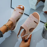 Oh Saucy Shoes Summer Women Sandals Sexy Shoes Crystal Flats Buckle Strap