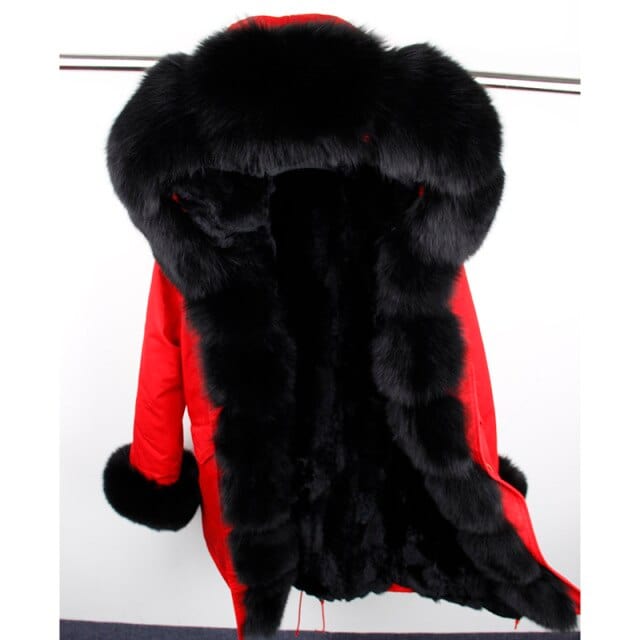 Oh Saucy Coats & Jackets 10 / S Super Luxury Long Parka | Fur Collar | Natural Rabbit Fur