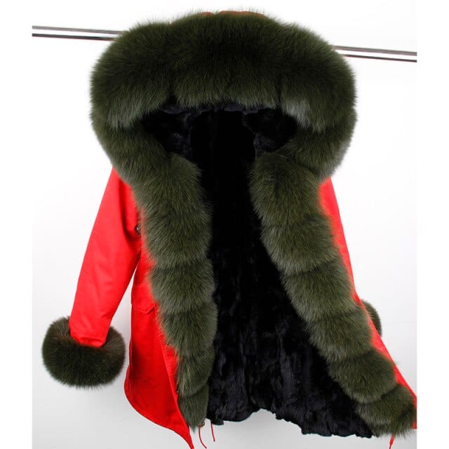 Oh Saucy Coats & Jackets 14 / S Super Luxury Long Parka | Fur Collar | Natural Rabbit Fur