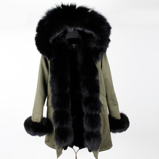 Oh Saucy Coats & Jackets 22 / M Super Luxury Long Parka | Fur Collar | Natural Rabbit Fur