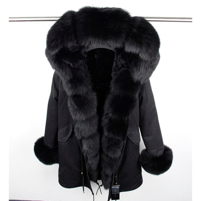 Oh Saucy Coats & Jackets 24 / S Super Luxury Long Parka | Fur Collar | Natural Rabbit Fur