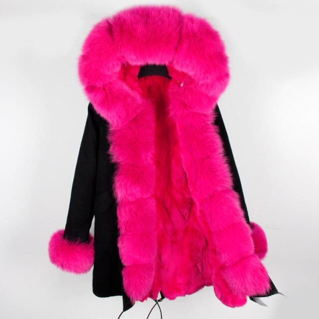 Oh Saucy Coats & Jackets 25 / L Super Luxury Long Parka | Fur Collar | Natural Rabbit Fur