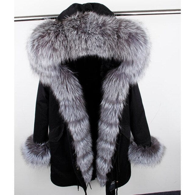 Oh Saucy Coats & Jackets 27 / S Super Luxury Long Parka | Fur Collar | Natural Rabbit Fur