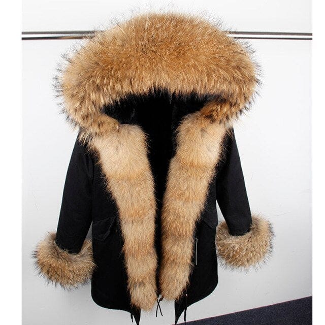 Oh Saucy Coats & Jackets 28 / XL Super Luxury Long Parka | Fur Collar | Natural Rabbit Fur
