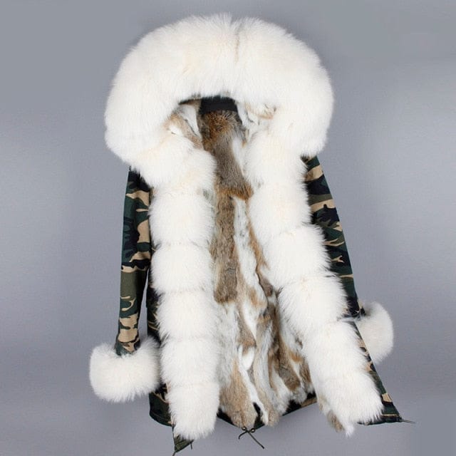 Oh Saucy Coats & Jackets 8 / S Super Luxury Long Parka | Fur Collar | Natural Rabbit Fur