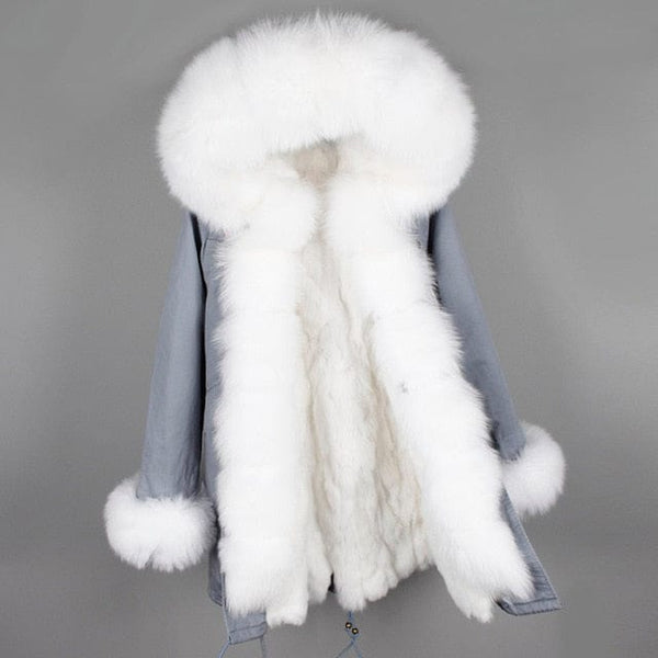 Oh Saucy Coats & Jackets 9 / L Super Luxury Long Parka | Fur Collar | Natural Rabbit Fur