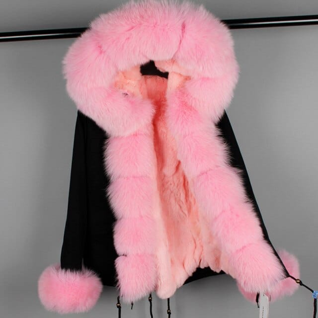 Oh Saucy Coats & Jackets 98 / XXL Super Luxury Long Parka | Fur Collar | Natural Rabbit Fur