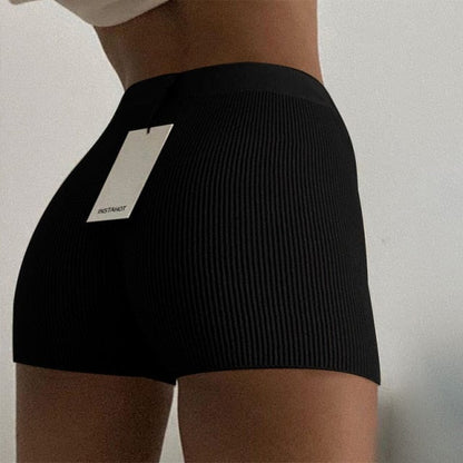 Oh Saucy Underwear & Socks black / One Size Super Sexy Knitted Shorts ~ 100% Cotton WHT or BLK ~ High Waist Biker Shorts ~ Extreme Stretch