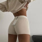 Oh Saucy Underwear & Socks Super Sexy Knitted Shorts ~ 100% Cotton WHT or BLK ~ High Waist Biker Shorts ~ Extreme Stretch