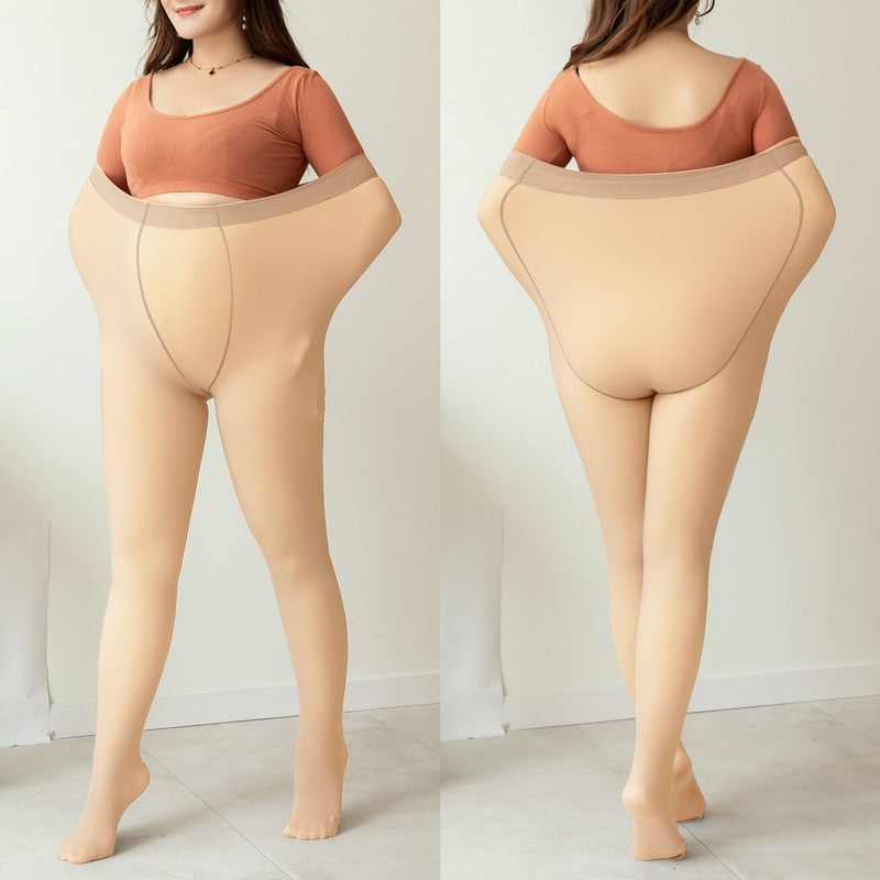 OHS seasonal beige full feet / 80g(45-70kg) Thermal Pantyhose For Warm Fleece Tights 200g Plus Size Women Legging Winter Ladies Sexy Stockings Fake Translucent Leggings