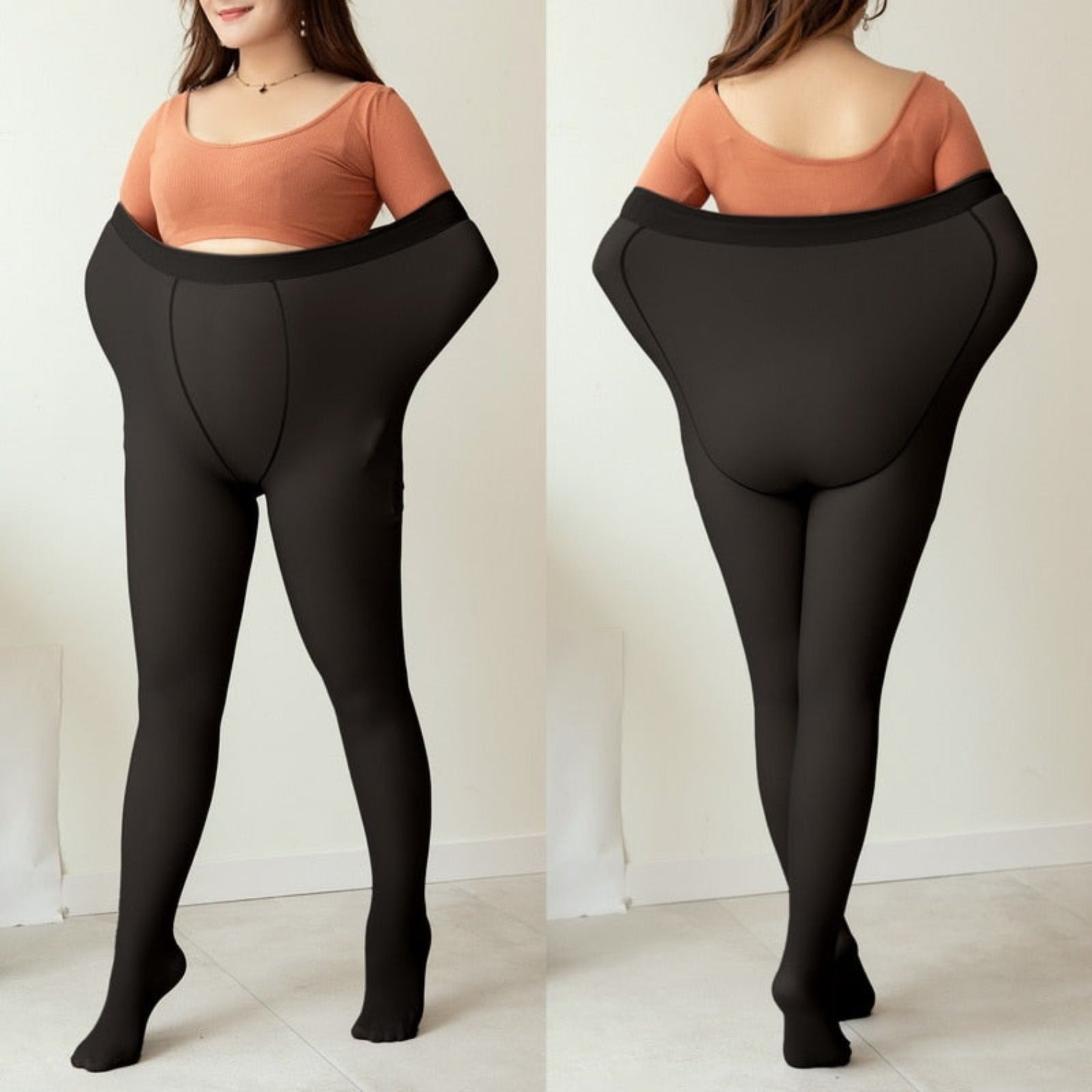 OHS seasonal black full feet / 80g(45-70kg) Thermal Pantyhose For Warm Fleece Tights 200g Plus Size Women Legging Winter Ladies Sexy Stockings Fake Translucent Leggings