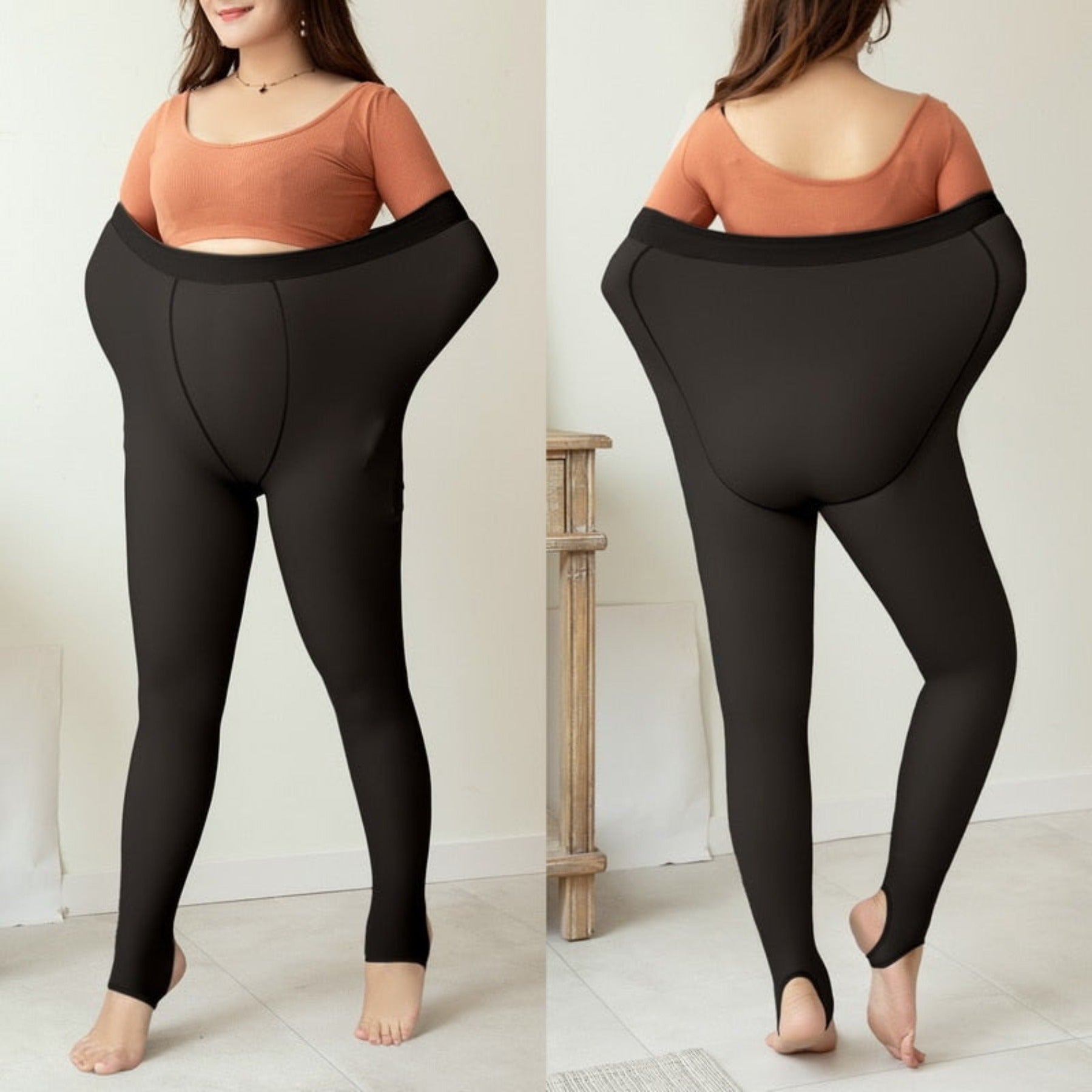 OHS seasonal black half feet / 80g(45-70kg) Thermal Pantyhose For Warm Fleece Tights 200g Plus Size Women Legging Winter Ladies Sexy Stockings Fake Translucent Leggings