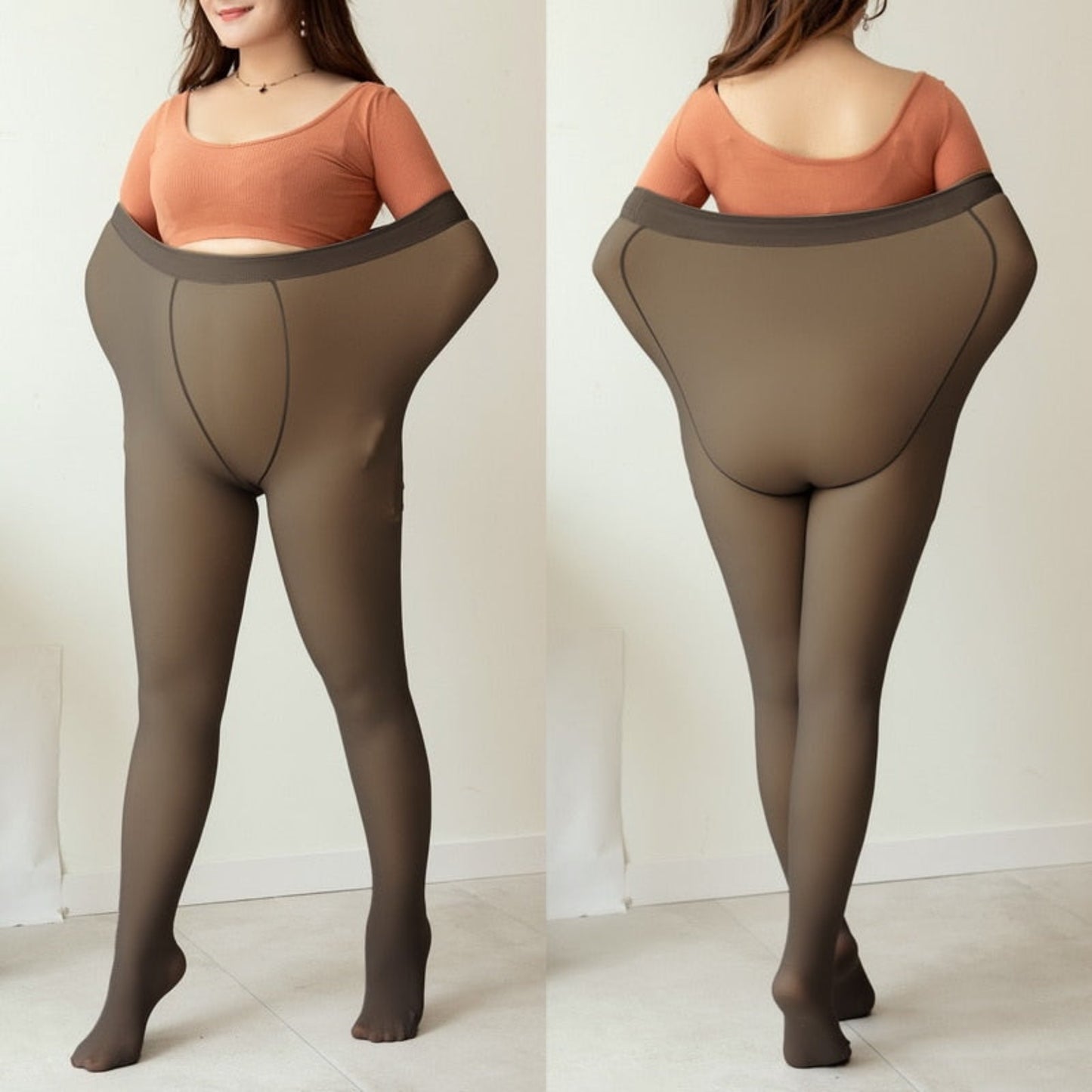 OHS seasonal black translucent B / 80g(45-70kg) Thermal Pantyhose For Warm Fleece Tights 200g Plus Size Women Legging Winter Ladies Sexy Stockings Fake Translucent Leggings