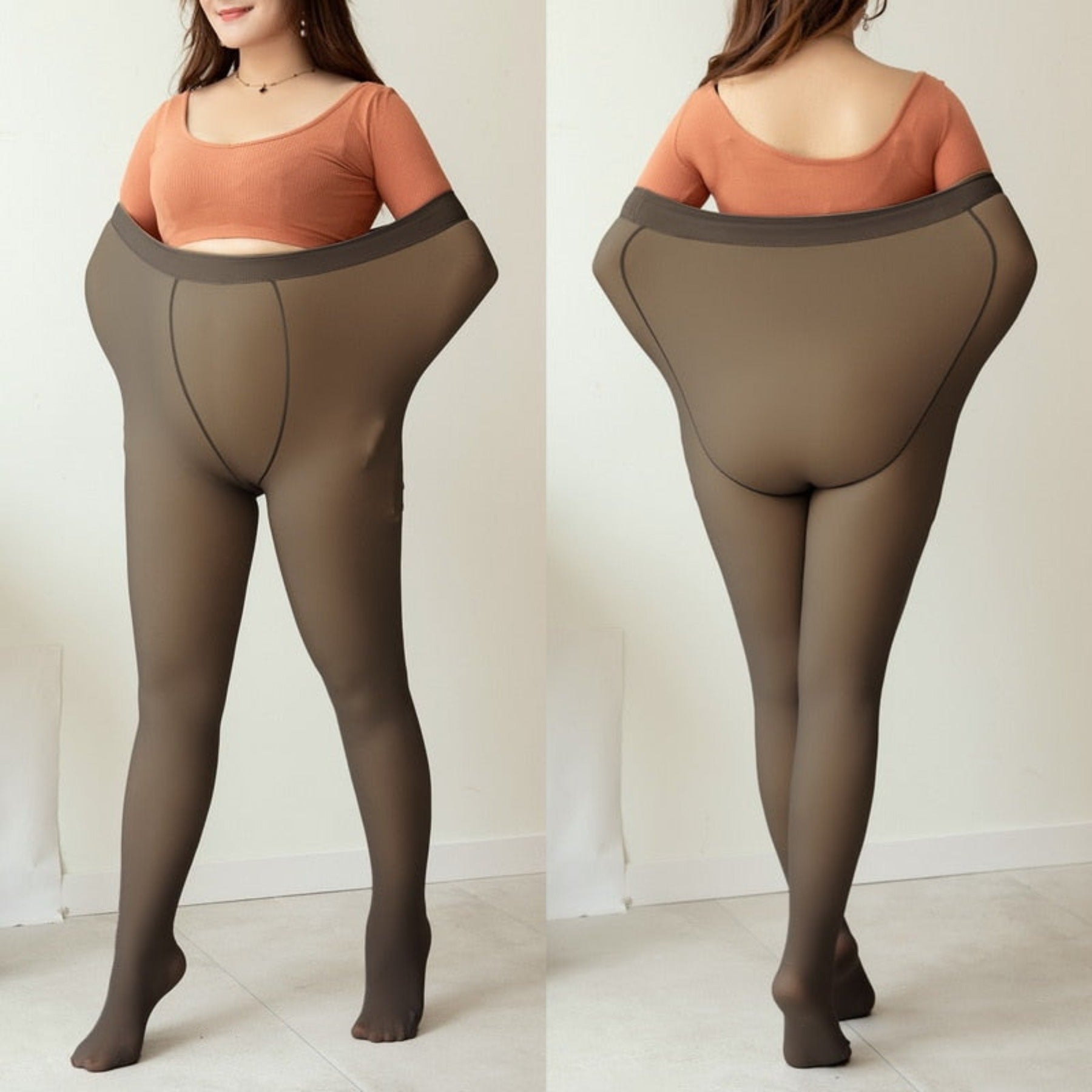 OHS seasonal black translucent B / 80g(45-70kg) Thermal Pantyhose For Warm Fleece Tights 200g Plus Size Women Legging Winter Ladies Sexy Stockings Fake Translucent Leggings