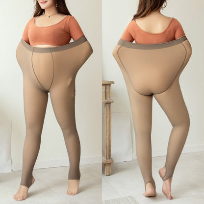 OHS seasonal coffee translucent A / 80g(45-70kg) Thermal Pantyhose For Warm Fleece Tights 200g Plus Size Women Legging Winter Ladies Sexy Stockings Fake Translucent Leggings