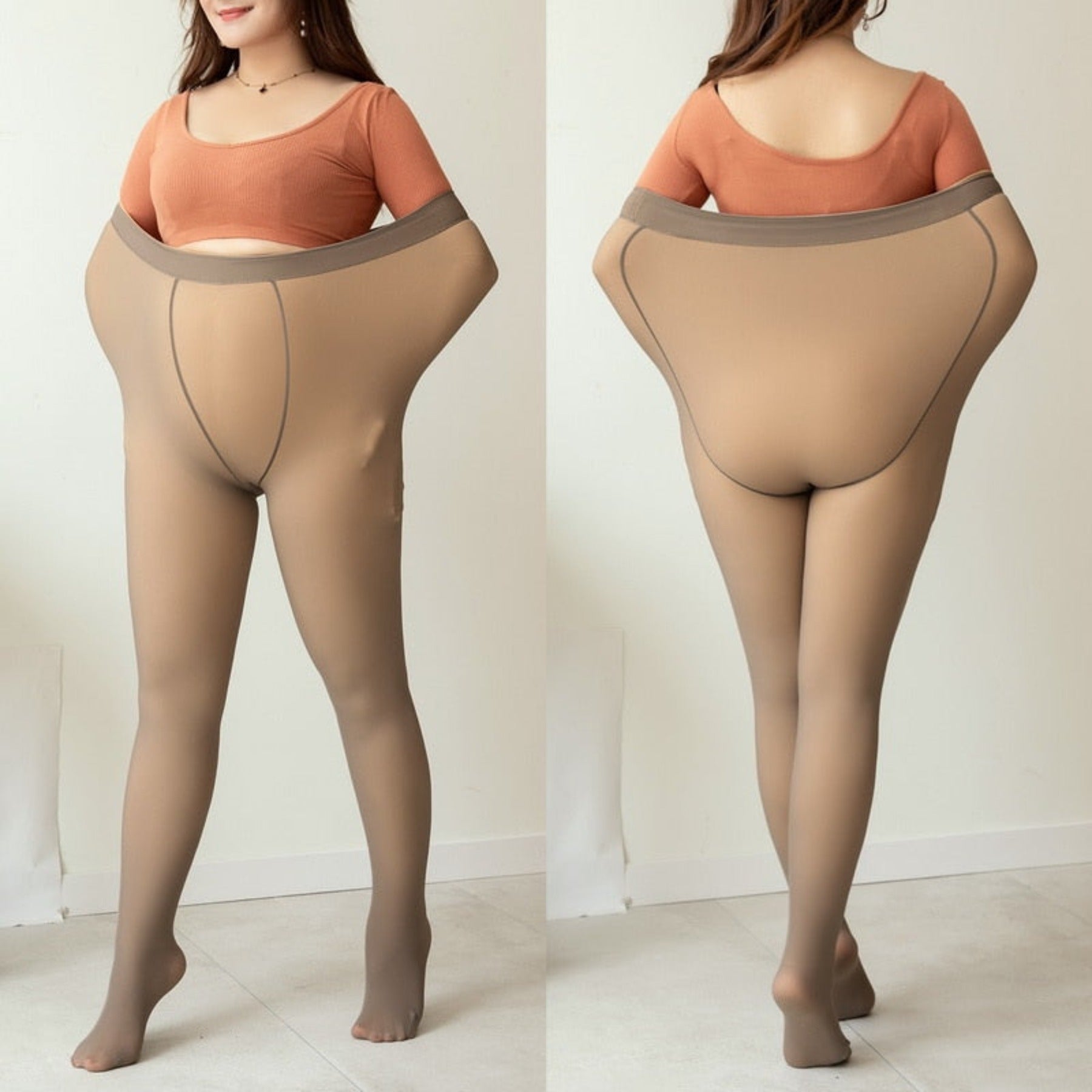 OHS seasonal coffee translucent B / 80g(45-70kg) Thermal Pantyhose For Warm Fleece Tights 200g Plus Size Women Legging Winter Ladies Sexy Stockings Fake Translucent Leggings