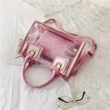 Oh Saucy Pink / 28cmx19cmx14cm Transparent Jelly Bag [matching inner bag] Square Handbag
