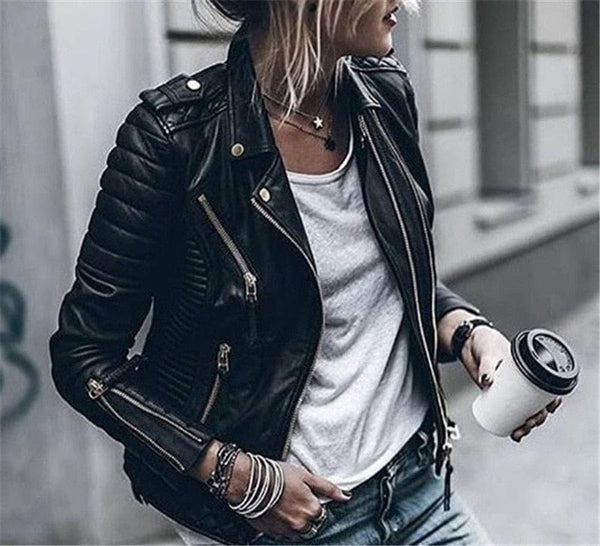 Trendy Motorcycle Faux Leather Jackets - OhSaucy
