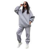 OhSaucy StyleA gray / United States / XL Two Piece Hooded Oversized Fleece Tracksuit