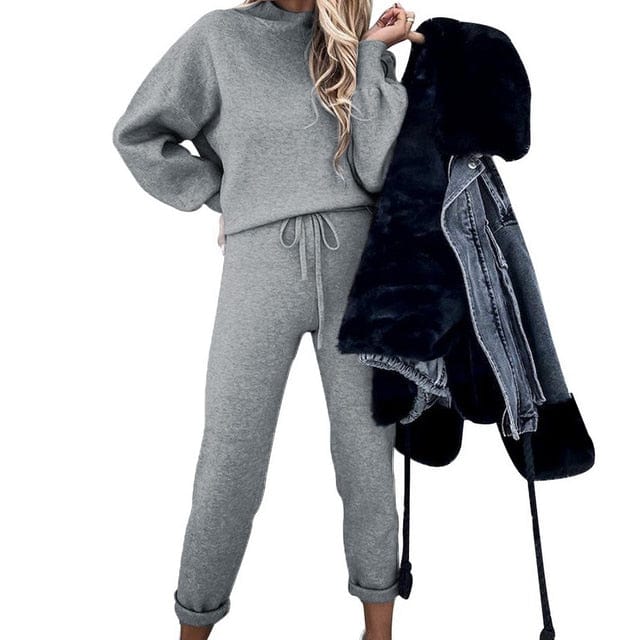 OhSaucy StyleB gray / United States / XL Two Piece Hooded Oversized Fleece Tracksuit