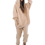 OhSaucy StyleD apricot / China / S Two Piece Hooded Oversized Fleece Tracksuit