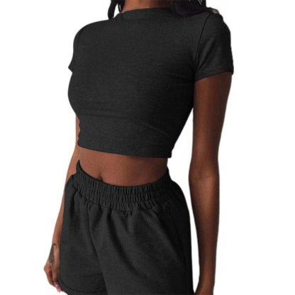 OhSaucy black / L Two Piece Loungewear - Loose Shorts with Pockets plus Sexy Crop Top