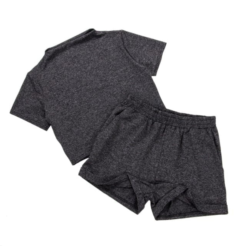 OhSaucy Dark Grey / XL Two Piece Loungewear - Loose Shorts with Pockets plus Sexy Crop Top