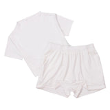 OhSaucy white / S Two Piece Loungewear - Loose Shorts with Pockets plus Sexy Crop Top