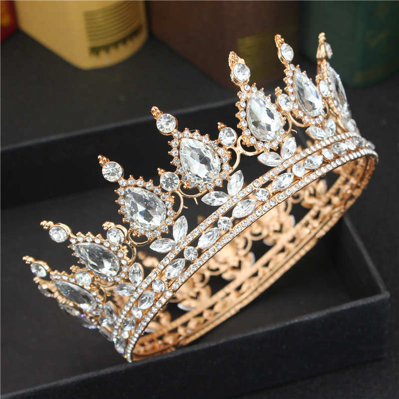Oh Saucy Gold 03 Vintage Wedding Queen King Tiaras and Crowns Bridal Head Jewelry Accessories Women diadem Pageant Headpiece Bride Hair Ornament