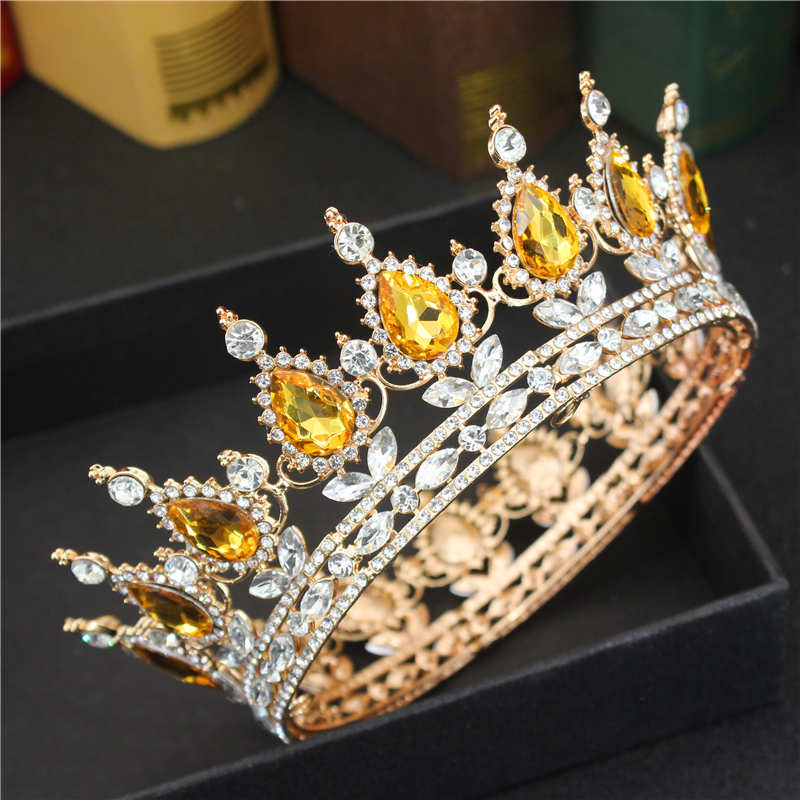 Oh Saucy Gold 05 Vintage Wedding Queen King Tiaras and Crowns Bridal Head Jewelry Accessories Women diadem Pageant Headpiece Bride Hair Ornament