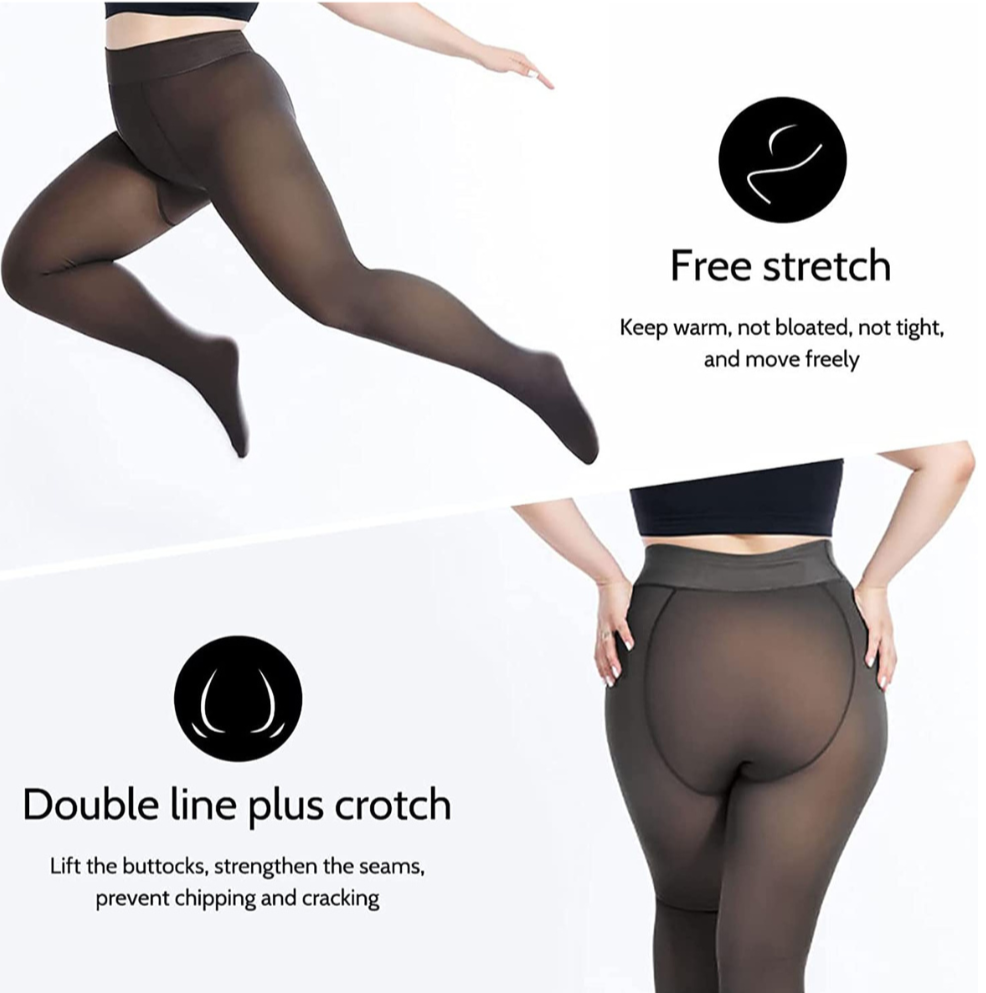 OHS seasonal Winter Thermal Warm Fleece Tights 200g Plus Size Women