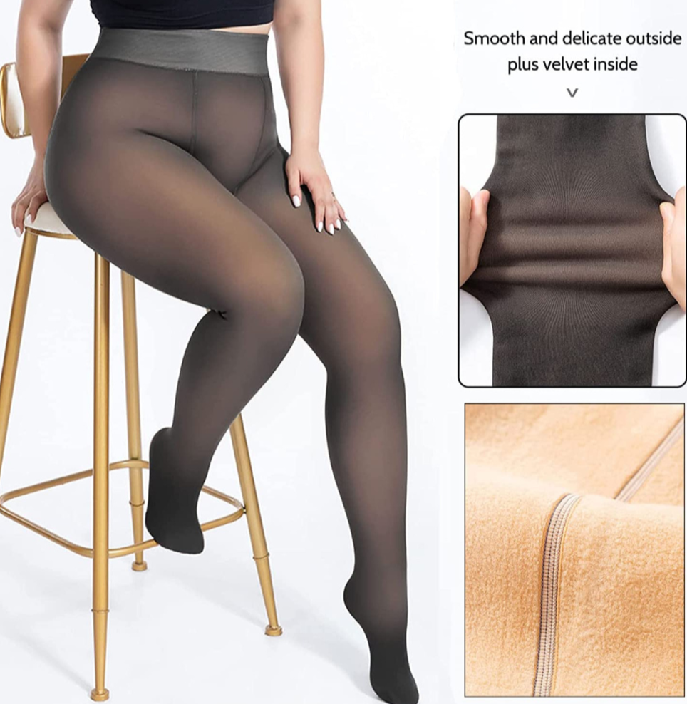 OHS seasonal Winter Thermal Warm Fleece Tights 200g Plus Size Women