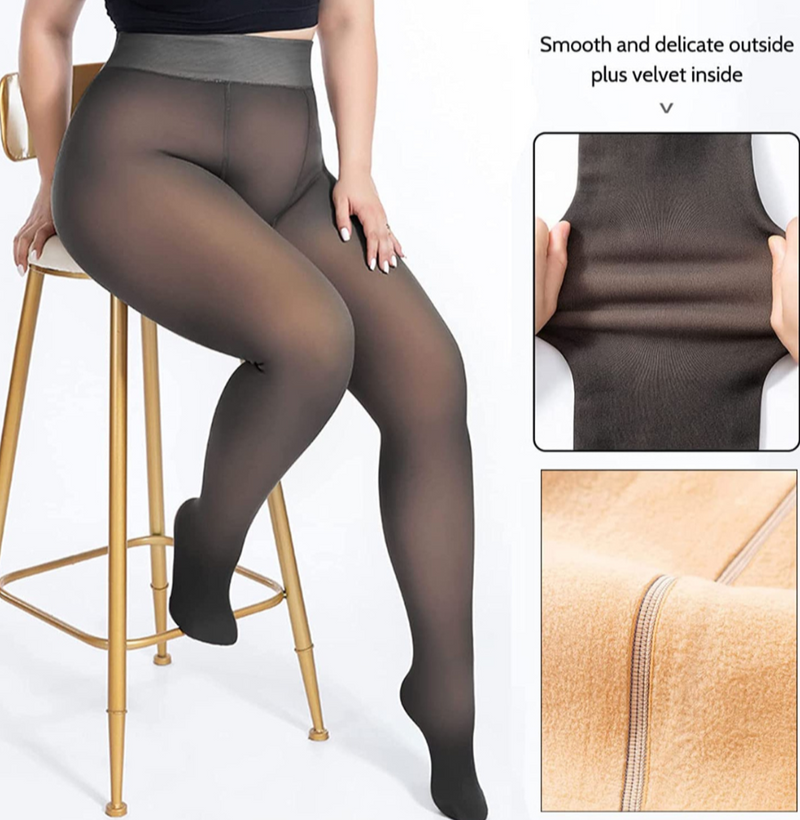 DancMolly Plus Size Fake Translucent Fleece Lined Tights, 6 Colors Winter  Thermal Sheer Tights for Women, 1 Pair Black 1X-2X at  Women's  Clothing store