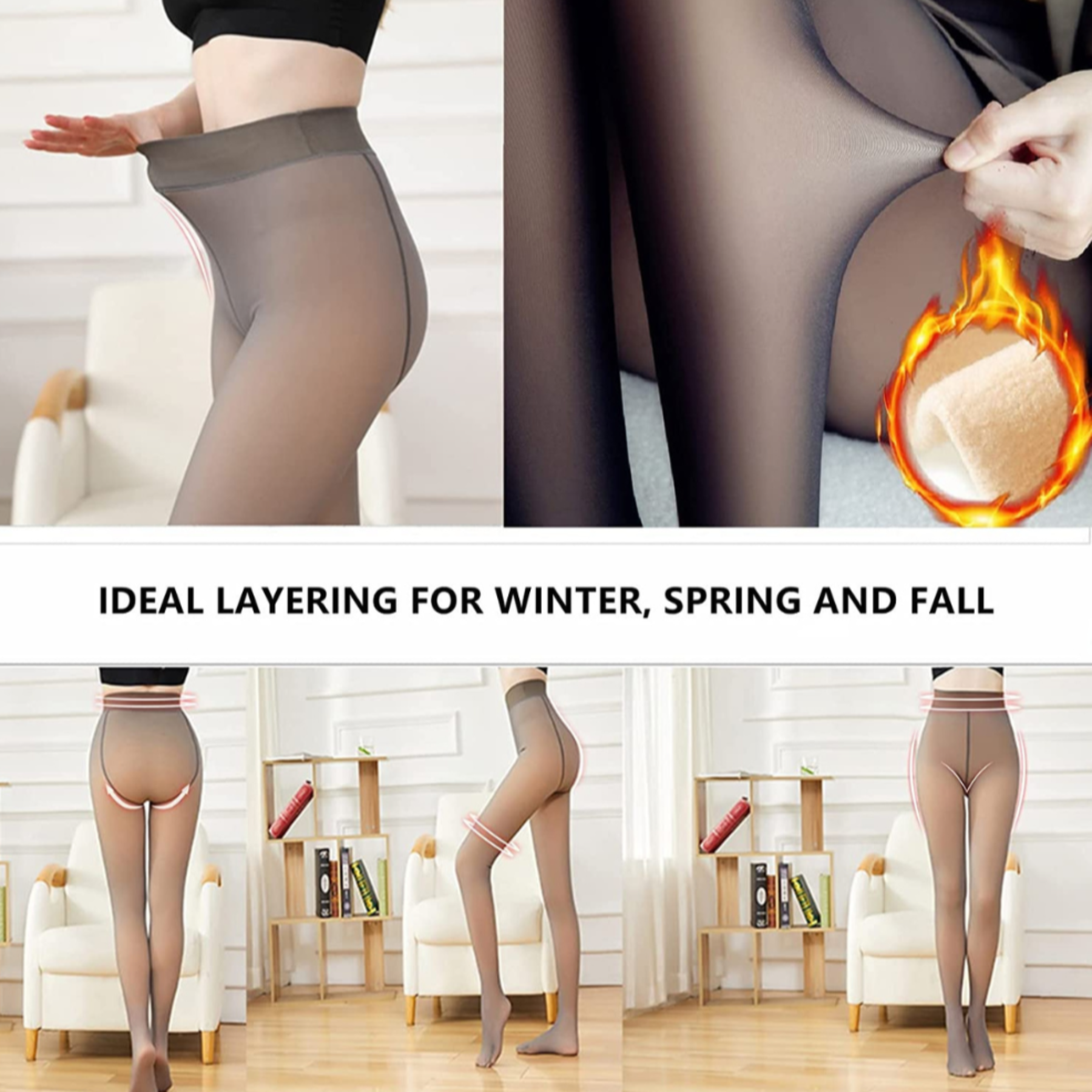 OHS seasonal Winter Thermal Warm Fleece Tights 200g Plus Size Women